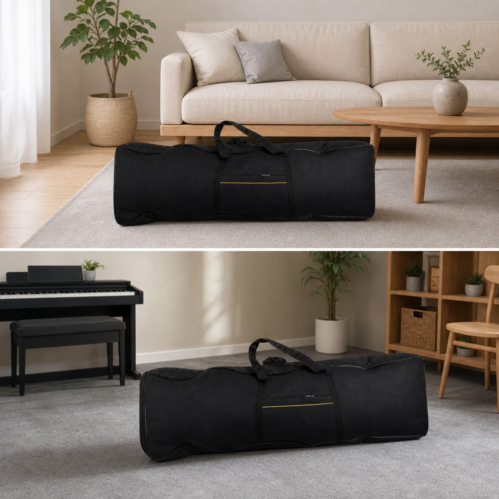 harayaa Stabil Keyboard-Tragetasche | Keyboardtasche mit Tragegriff, wasserabweisender Canvas-Gewebe, Instrumententasche, für Musikunterricht, Keyboarder, Musiker