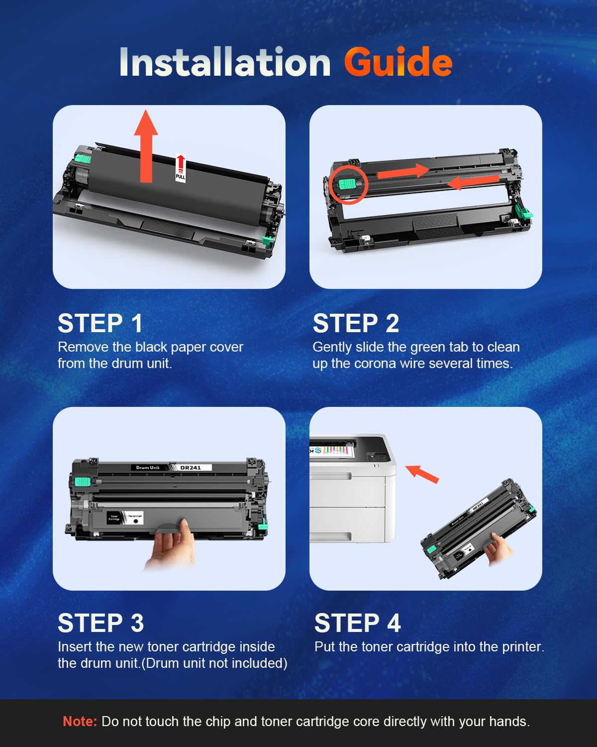 Skydo DR241CL Tamburo compatibile per Brother DR241 DR248CL Tamburo Compatibile per Brother DCP-9015CDW DCP-9017CDW HL-3140CW HL-3142CW MFC-9130CW MFC-9140CDN Stampanti