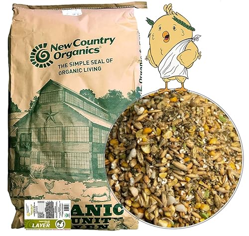 New Country Organics Organic Olive Oil Layer Feed for Laying Hens | Corn-Free, Soy-Free | 17% Protein | High Omega-3 Chicken Feed | Organic Chicken Layer Food for Healthy Eggs & Hens | 25 lbs