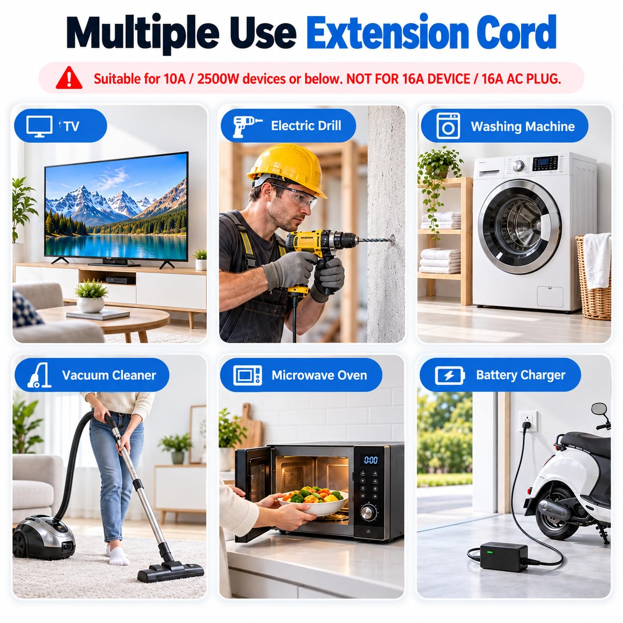 Embox 10A Single Socket Extension Board-Heavy Duty Male to Female Power Extension Cord-2500W Wire Extender for Indoor Outdoor Use-3Pin Single Plug Extension Cable — Amazon image 6