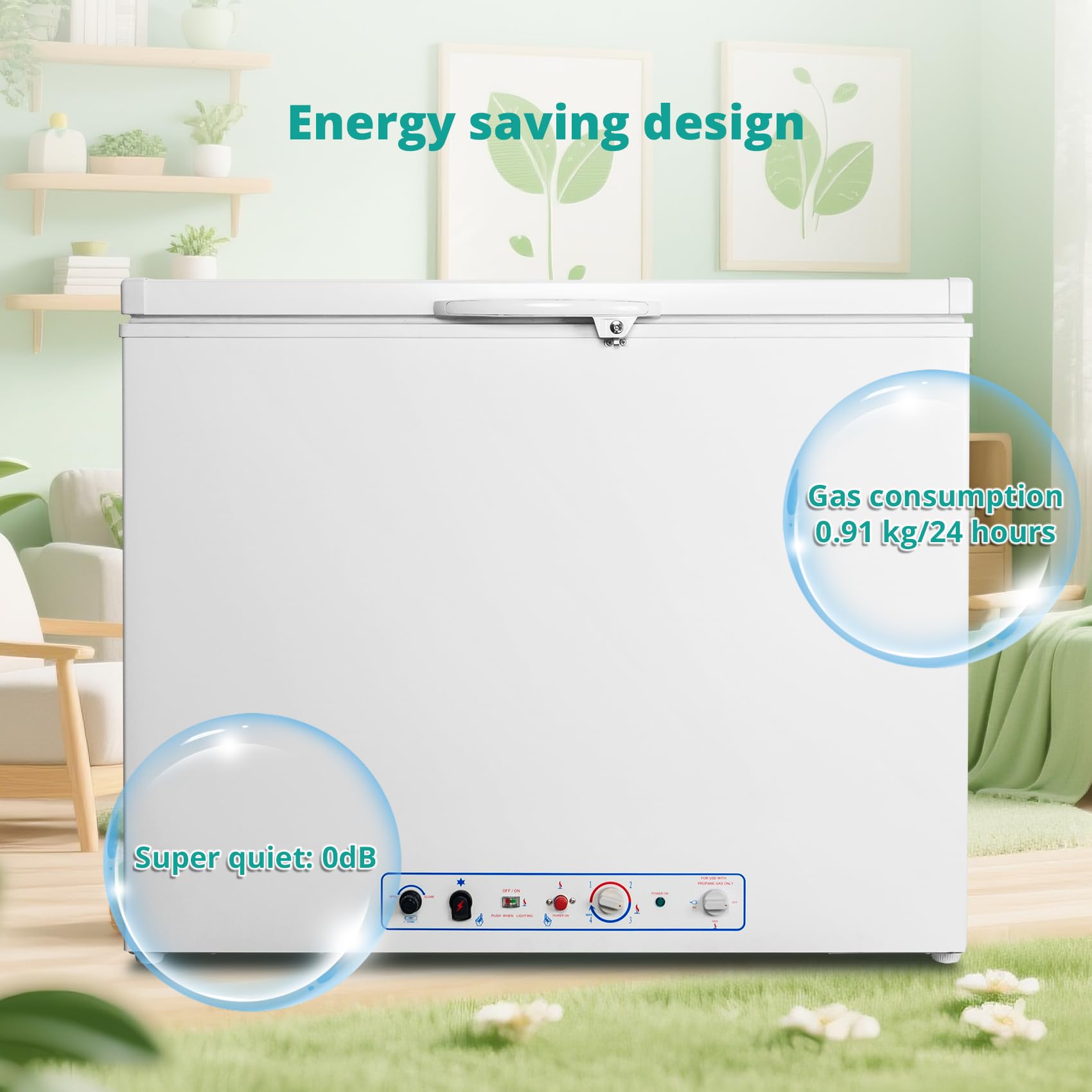 SMETA Gas Frigorífico Congelador 2 Vías Frigorífico Congelador 240V Propano para Autocaravana Caravana Garaje Autocaravana 200L Blanco con Cerradura -12°C-0°C