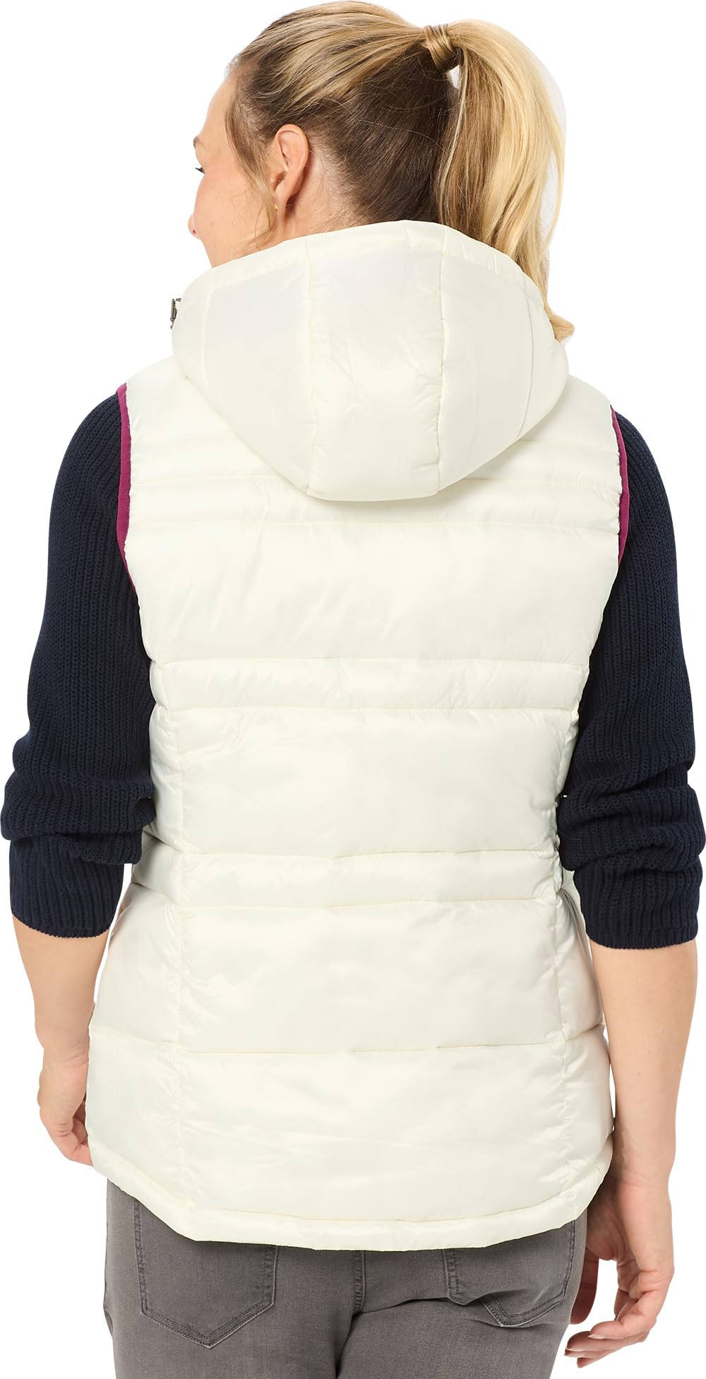 NORDCAP Damen Steppweste, leichte Outdoor-Weste, warm und windabweisend, sportliches Gilet mit Kapuze und Reißverschlusstaschen, ärmellos, Gr. 36-50