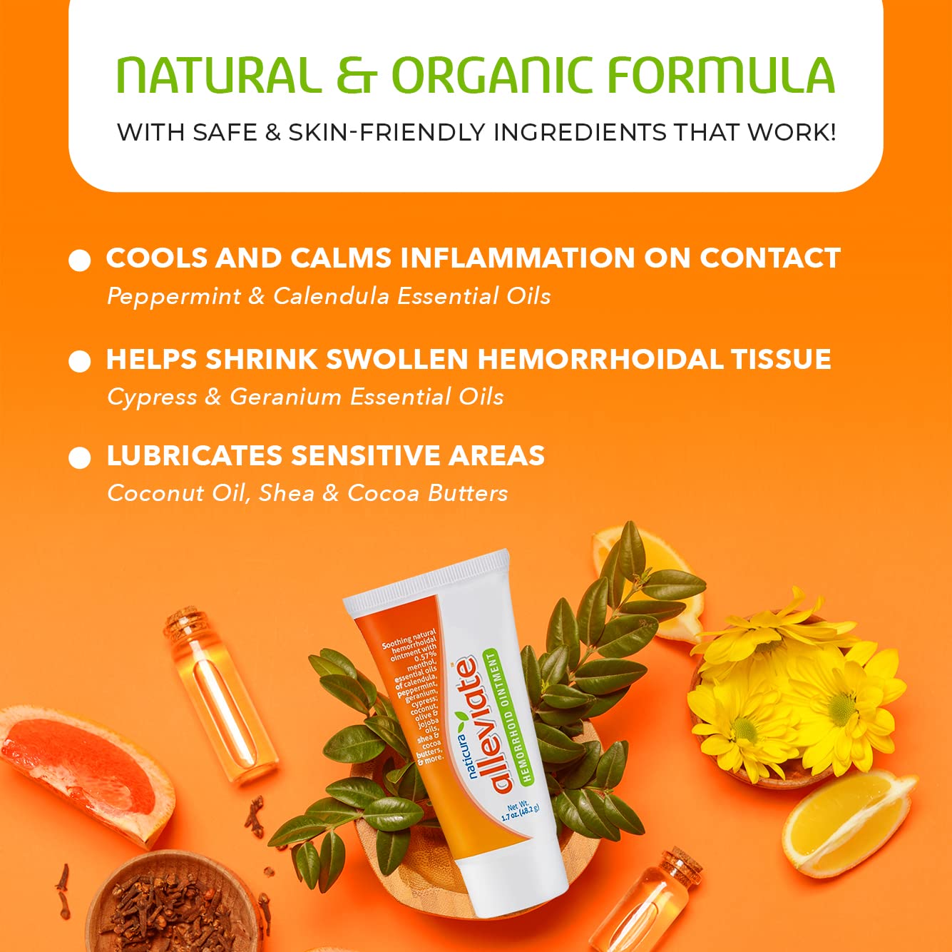 Naticura Alleviate Natural Hemorrhoid Treatment Ointment AllNatural