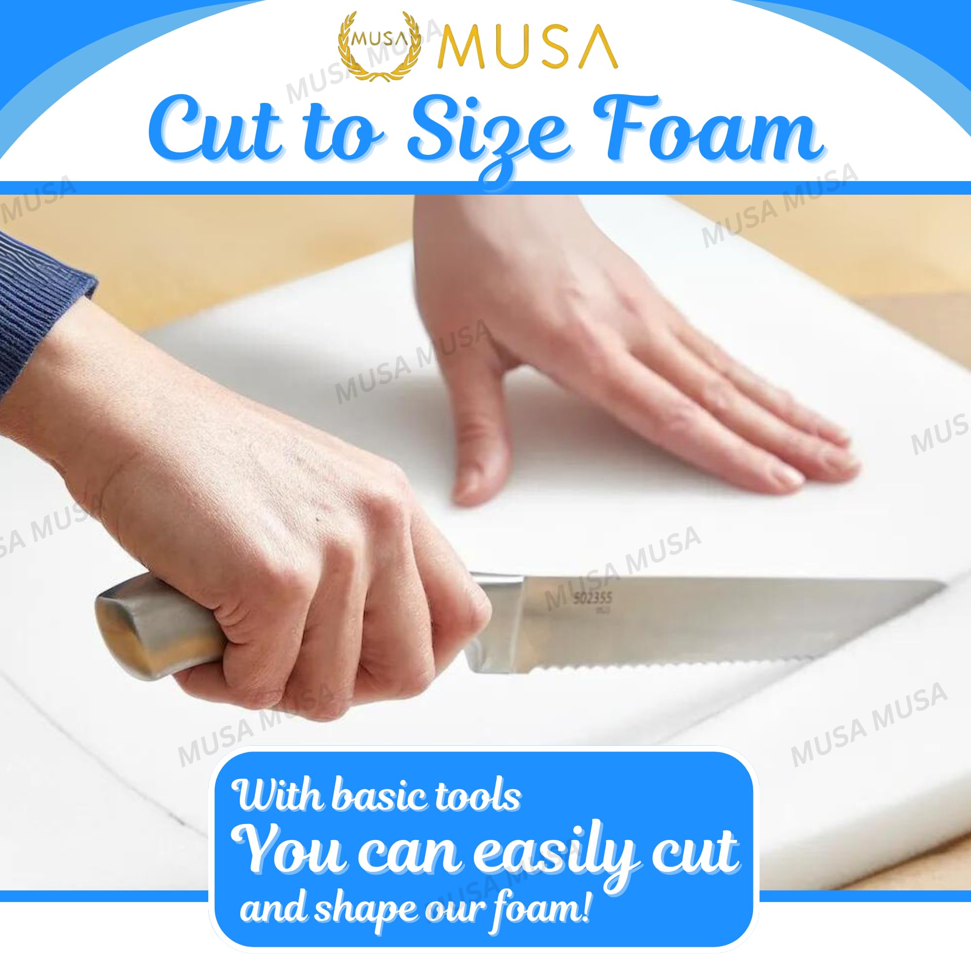 MUSA High Density Upholstery Foam Sheet Cut To Any Size - View #2