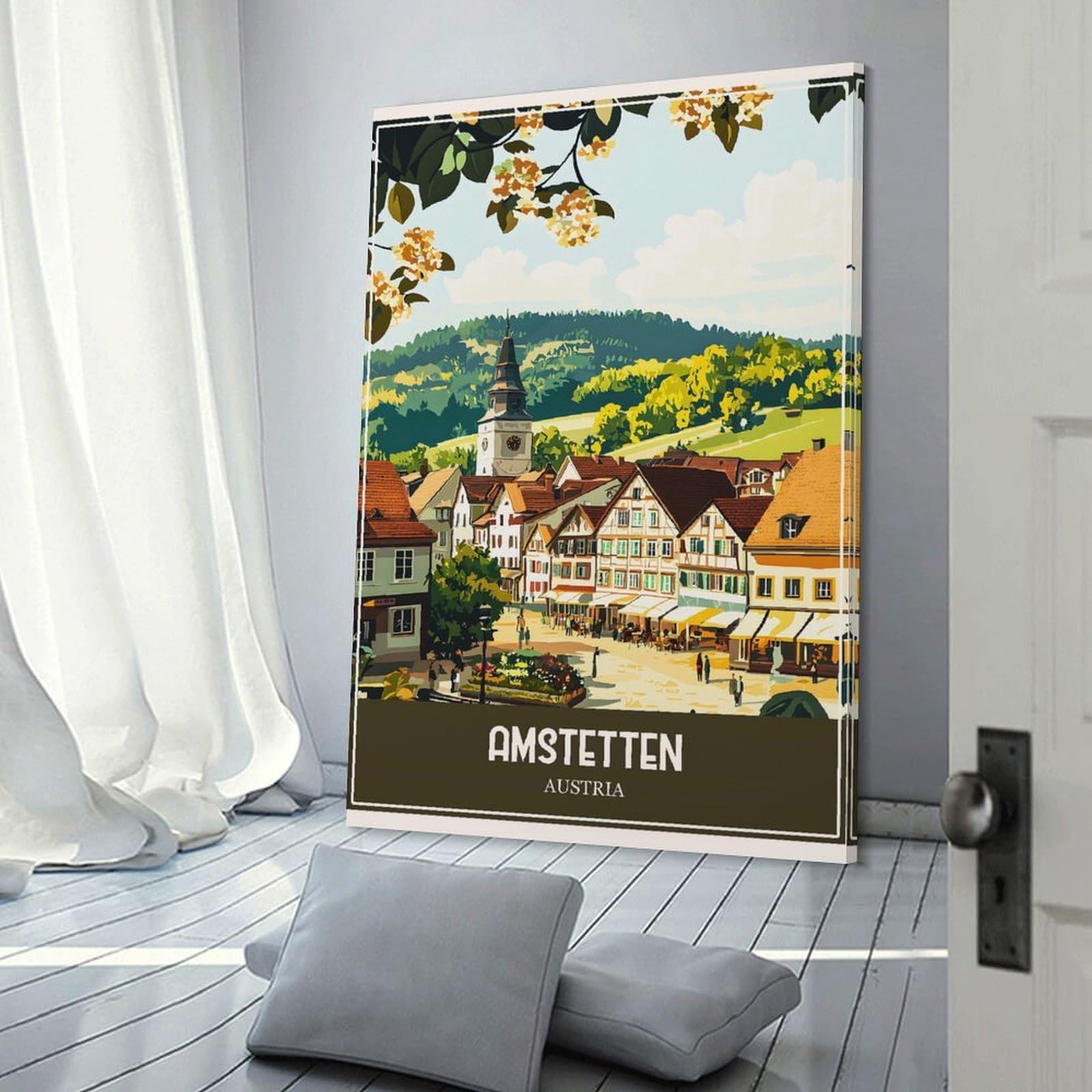 Junmoney Decorative Canvas Print Amstetten Austria Travel, 08x12inch(20x30cm), for Entrance Spaces, Stair Walls Or Halls, A Neat Decor Update for Hallways