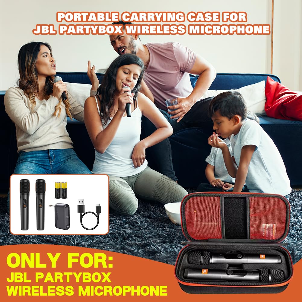 Housse Rigide EVA pour Système de Microphone Sans Fil JBL PartyBox, Étui de Transport Portable pour Deux Micros à Main, Boîte de Protection de Voyage