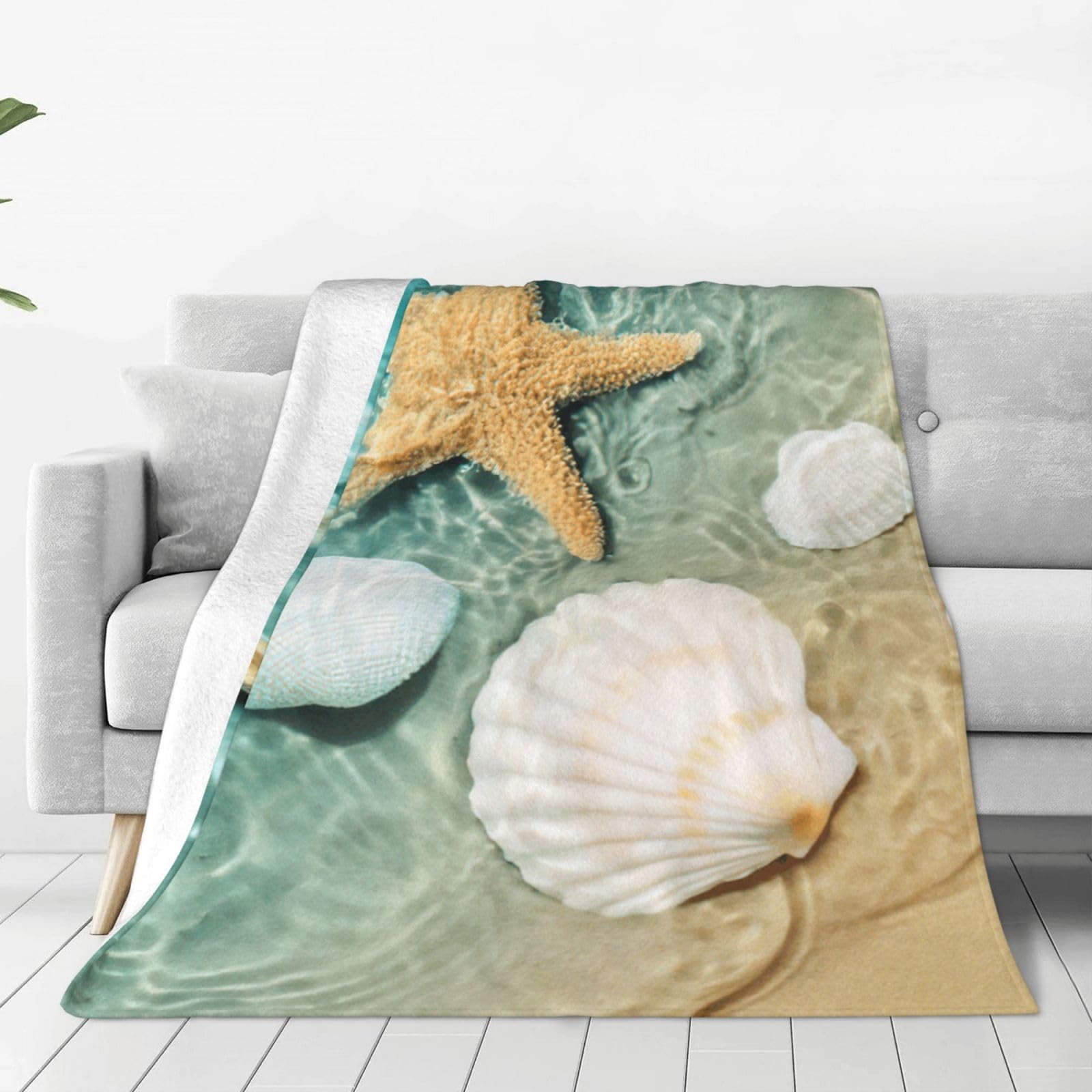 Couverture polaire douce chaude plaid lit canapé imprimé océan marine