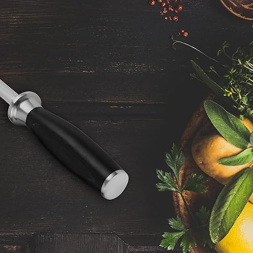 Miniatura 2 de TUO Varilla afiladora de cuchillos, varilla de afilado de 8 pulgadas para afilar cuchillos de cocina, acero de afilado profesional con mango