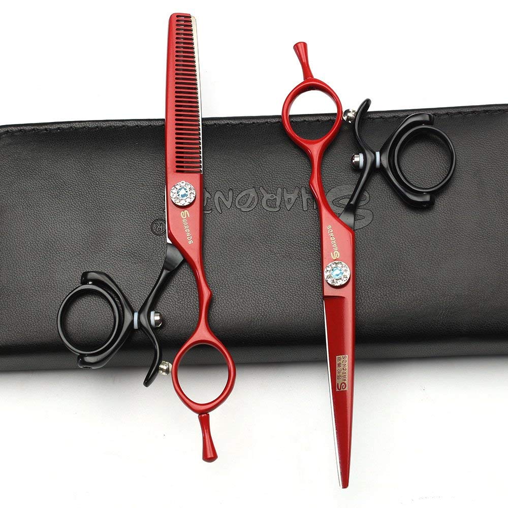 Ciseaux de coiffure 440C anti-douleur poignet avec manche rotatif 15,2cm