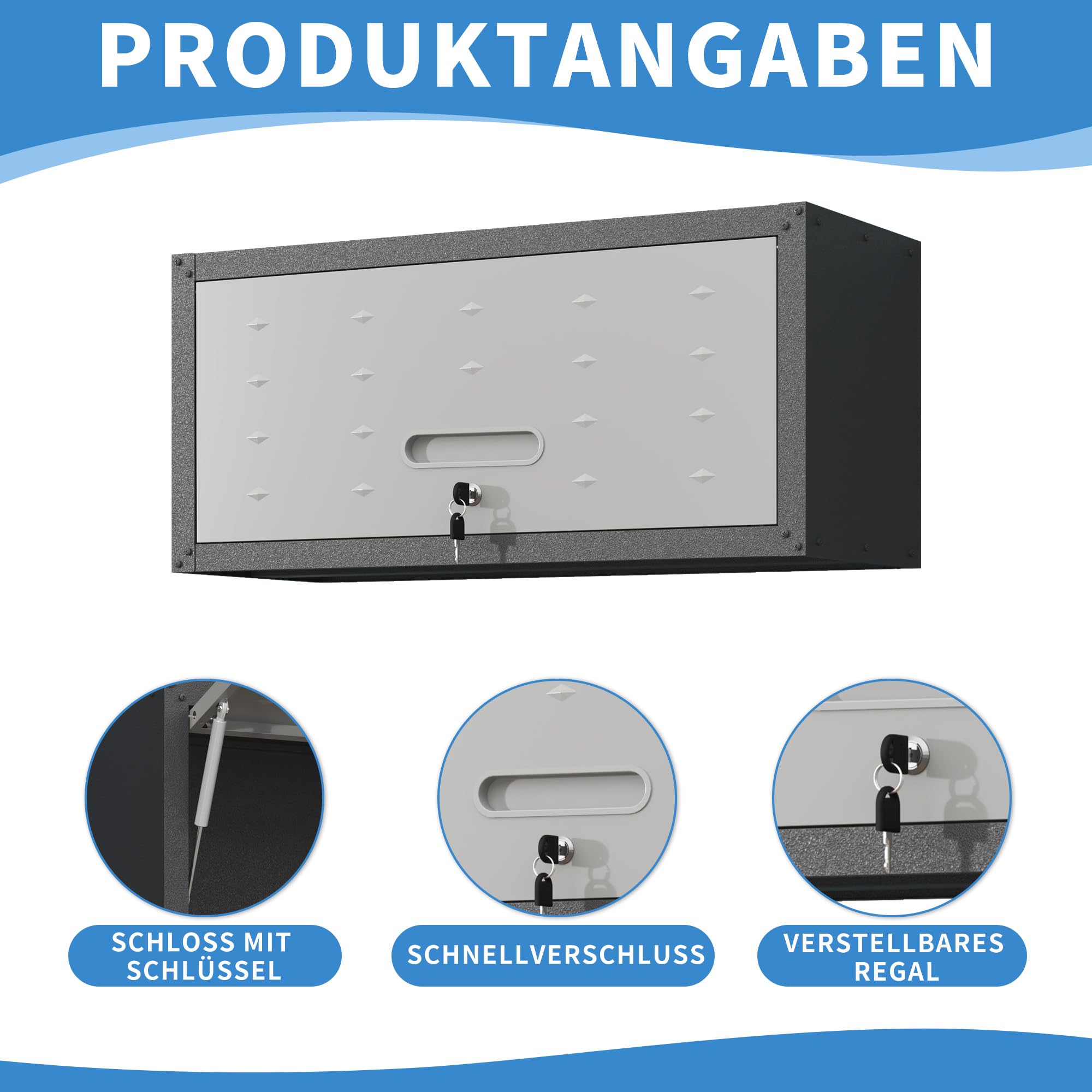 Armoire murale métallique polyvalente pour outils verrou 34.5x75x30cm garag