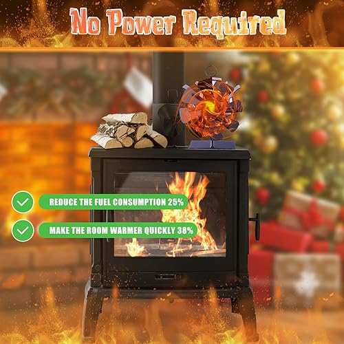 Miniatura 9 de Ventilador de estufa de calor de 8 aspas, estufa de leña, ventilador de chimenea que circula aire calientecalentado, ventilador de estufa ecológica