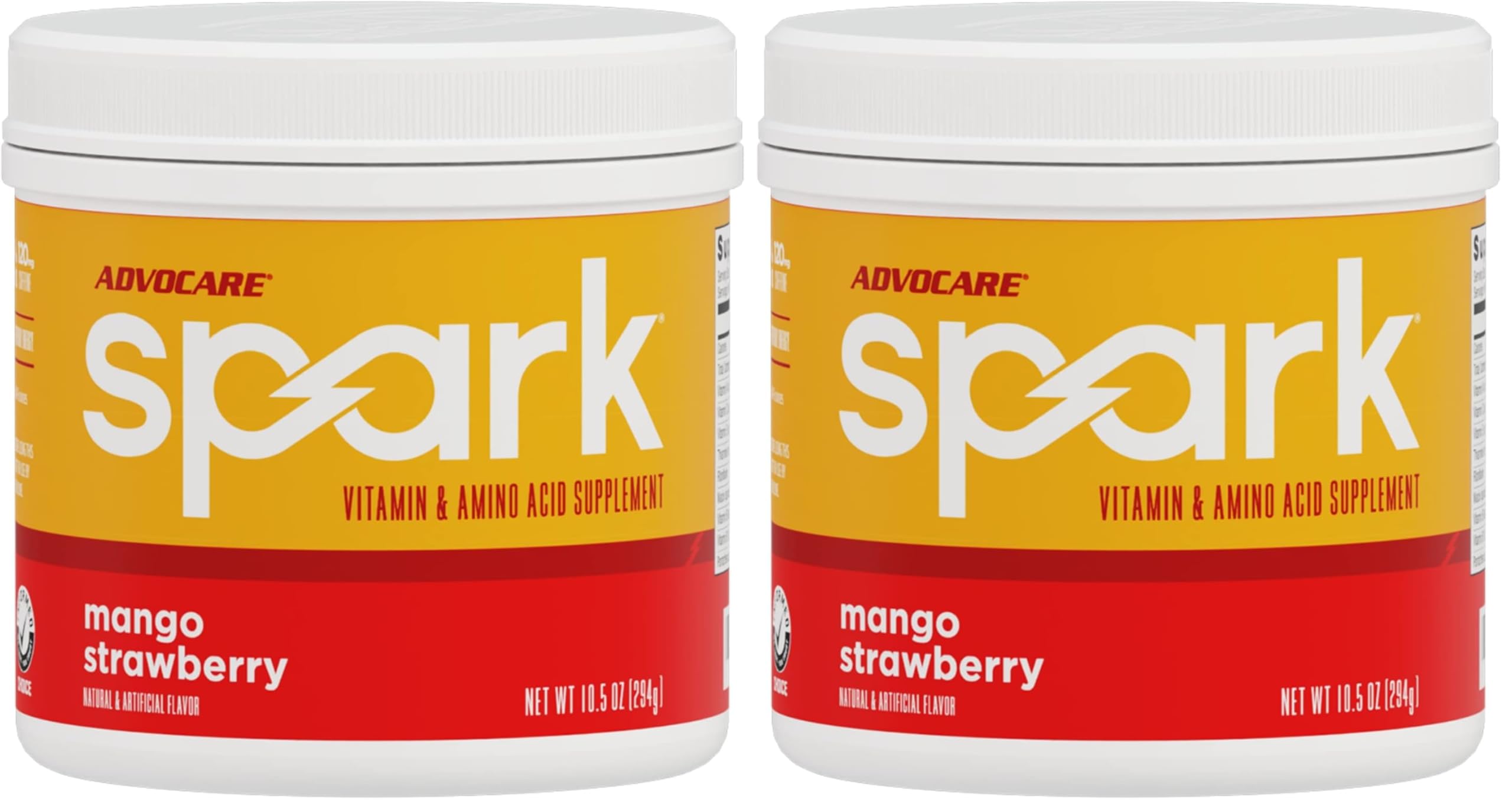 AdvoCare Spark Vitamin &amp; Amino Acid Supplement - Focus &amp; Energy Drink Powder Mix with Vitamin A, B-6, C &amp; E - Also Includes L-Carnitine &amp; L-Tyrosine - Mango Strawberry - 42 Servings (Pack of 2)