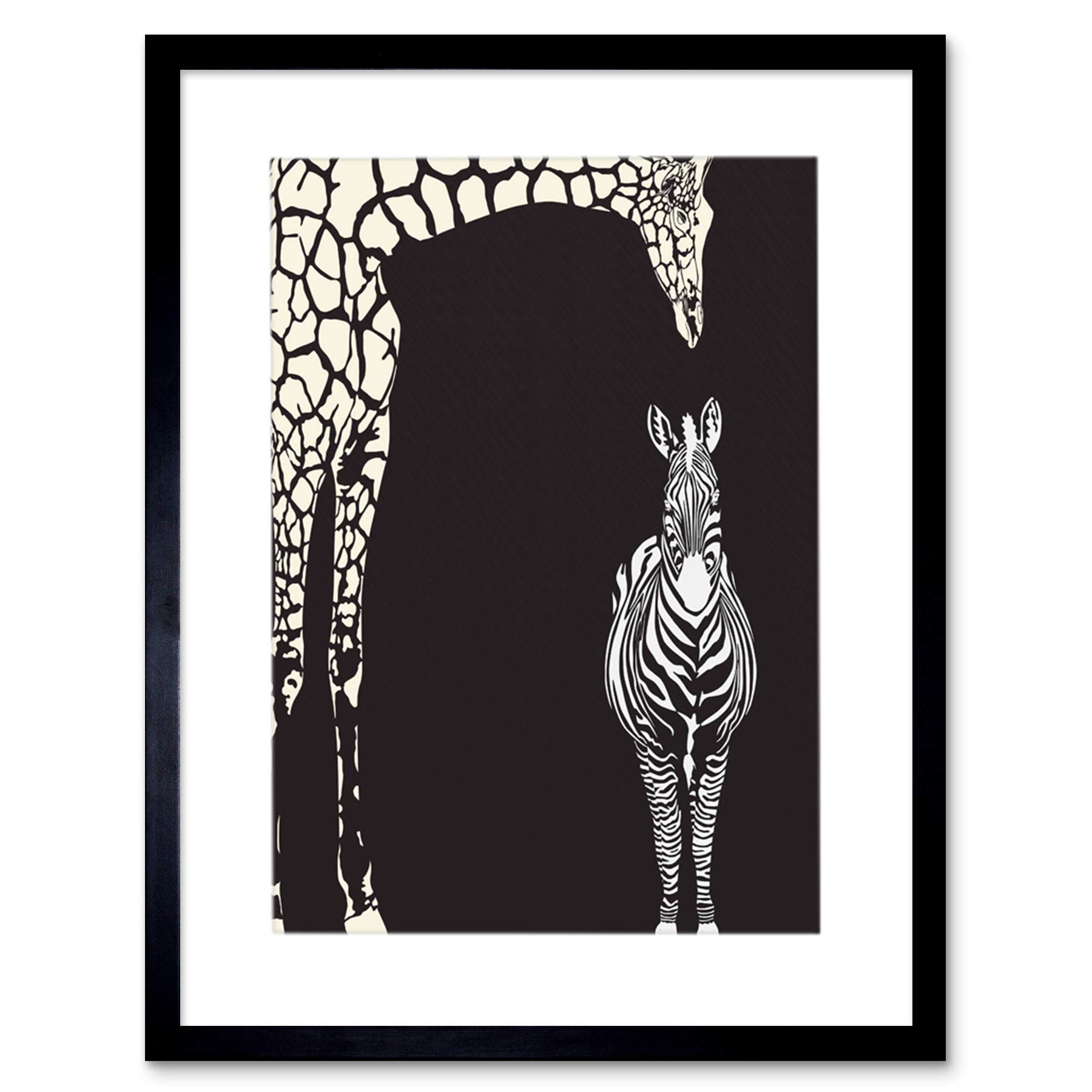 Wee Blue Coo Painting Illustration Abstract Zebra Giraffe Zoo Framed Print Picture F12X675