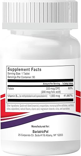 Miniatura 4 de BariatricPal 1,000 mcg B12 sin azúcar Quick Melts (90 unidades) - Naranja