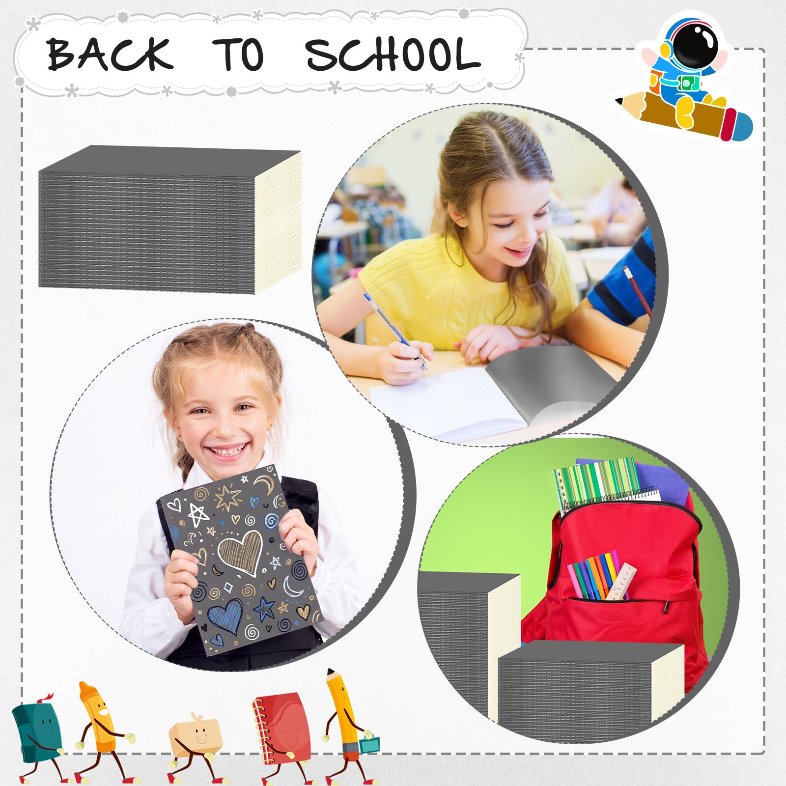 Handepo Confezione da 100 quaderni in carta kraft, 60 pagine, a righe, a righe, copertina morbida, diari di viaggio, per studenti, ufficio, scuola (grigio, A5)
