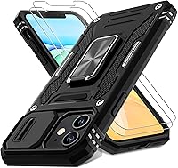 Vista 32 de DEERLAMN Funda para iPhone Air de 6.5 pulgadas con cubierta deslizante para cámara + protector de pantalla (2 paquetes), soporte de anillo giratorio