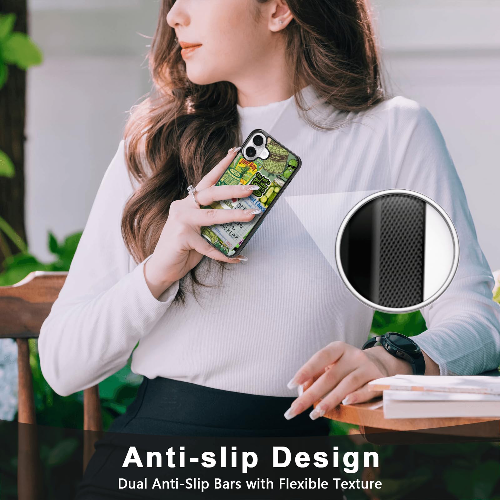 Trendy Pickle Collage Aesthetic Phone Case Compatible with iPhone 16 6.1 Inch - Shockproof Protective Cute Cartoon Print Case, Preppy Green Cucumber Phone Case Designed for Women Men Girls