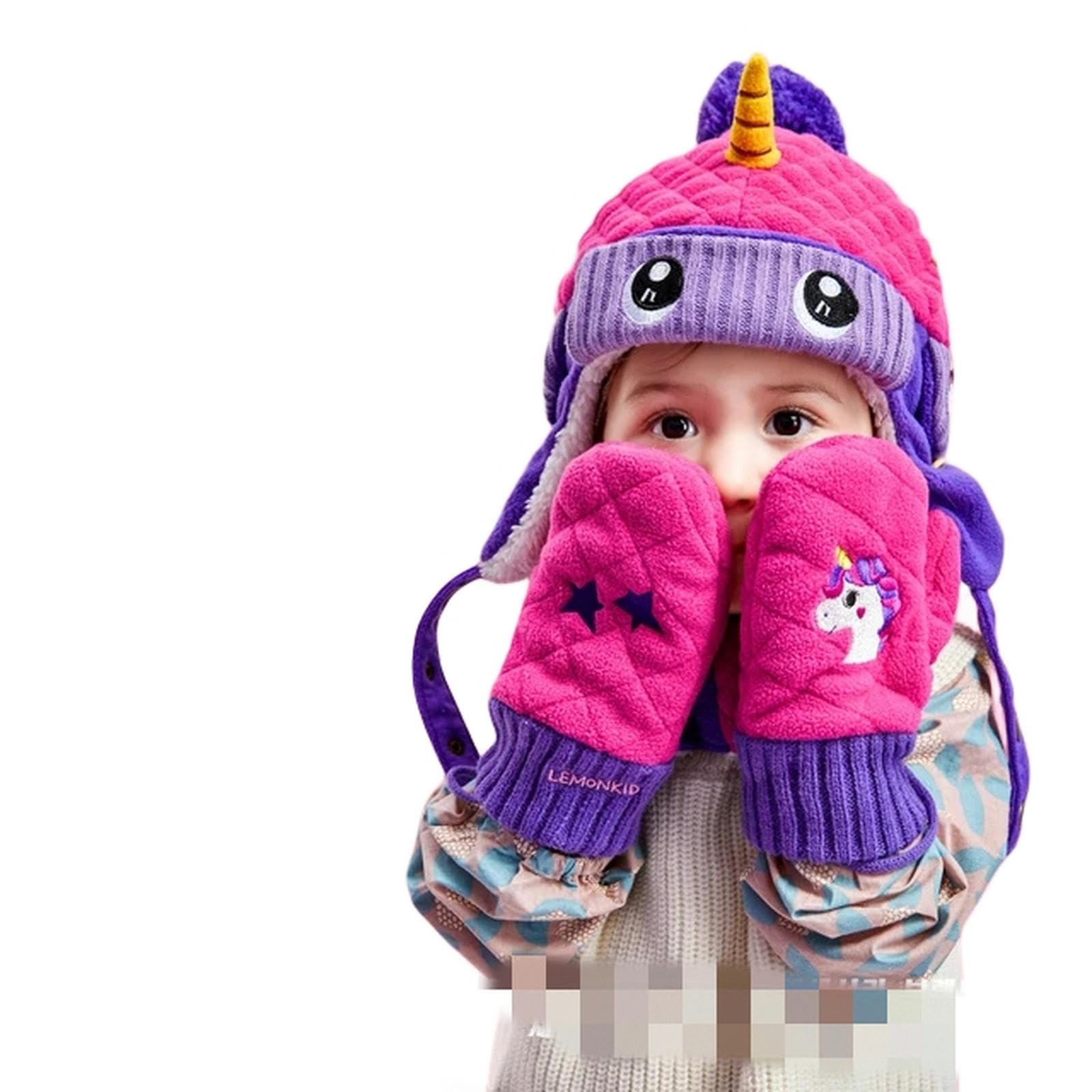 Wintermütze Schal Handschuh-Sets Dinosaurier Einhornstil Kinder Winterhutschal Und Handschuhe