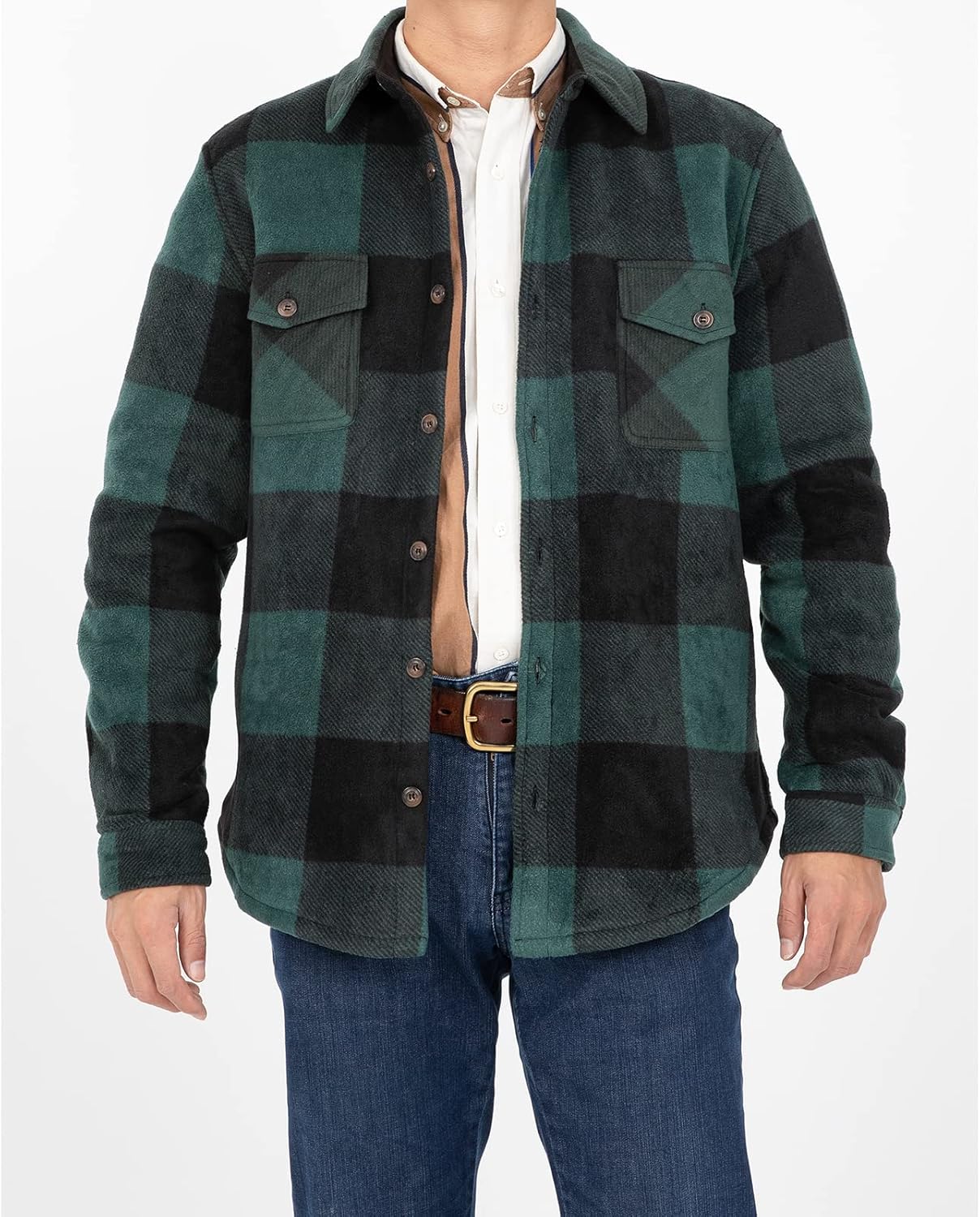 Men's Warm Sherpa Lined Fleece Plaid Flannel Shirt Jacket(All Sherpa Fleece Lined) - Image 6