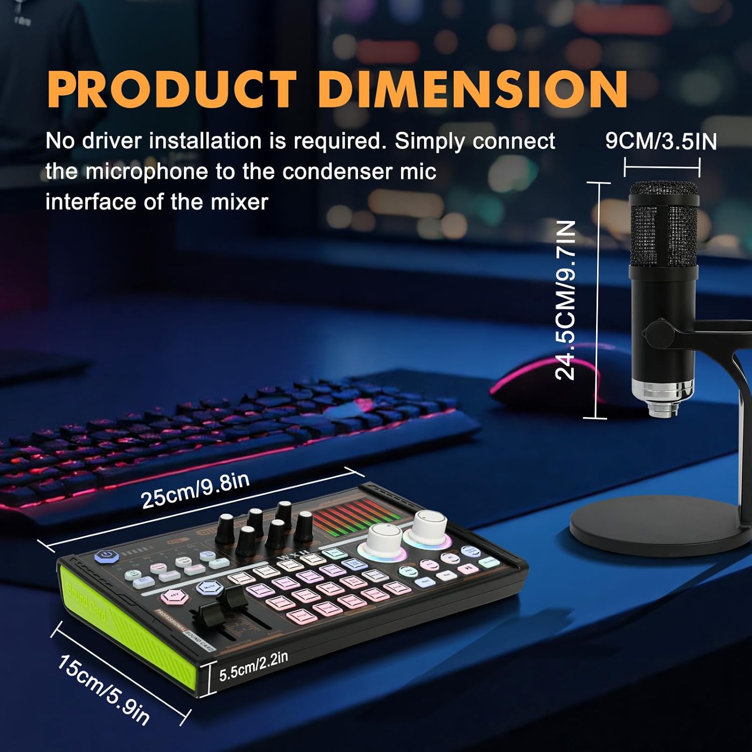 Diagram illustrating various connection ports on the DJ18 Sound Card and how to connect devices
