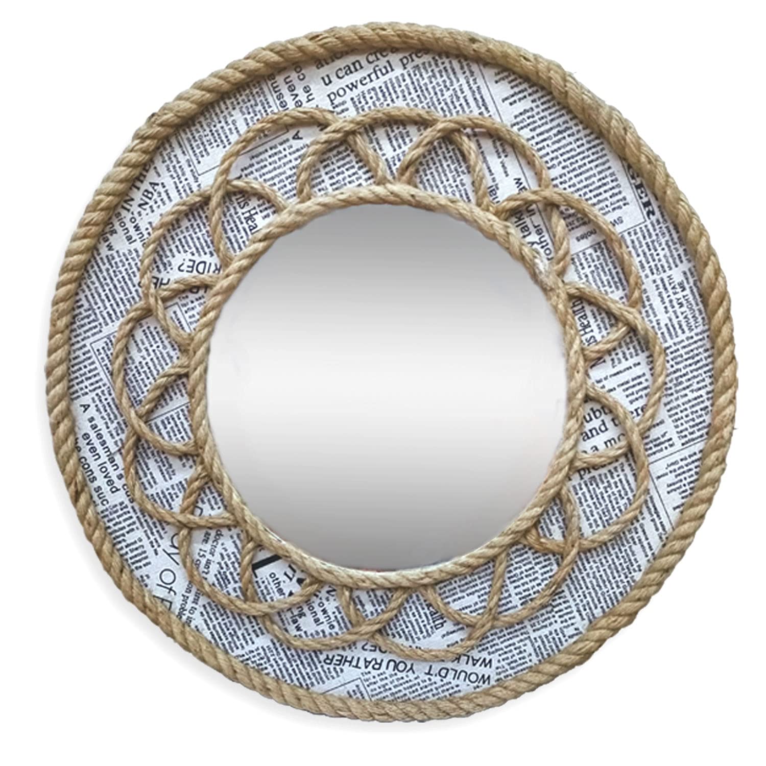 ZYWH Wall Mirror- 24.5 Inches Wall Mounted Mirror, Wrapped Rope Mirror, Vintage Design, for Bathroom, Vanity, Living Room, Bedroom, Entryway and Mirror Wall Decor (Round Shape)
