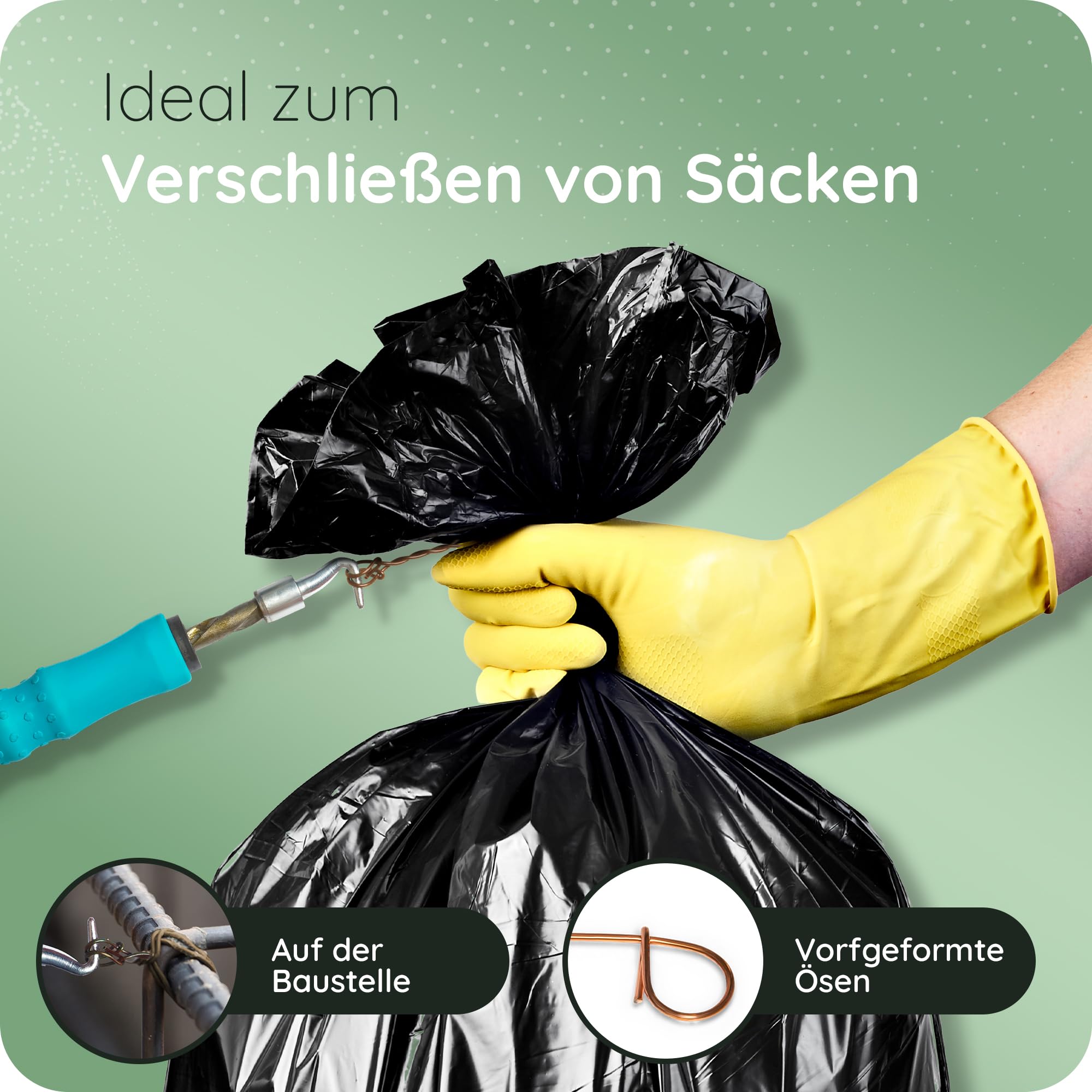 Novatool 5.000 Stück Rödeldraht mit Ösen 1 x 120mm Bindedraht verkupfert, robust & langlebiger Drilldraht, Drahtbinder, Ösendraht, Drahtschlaufen, Ideal als Floristendraht und Blumendraht
