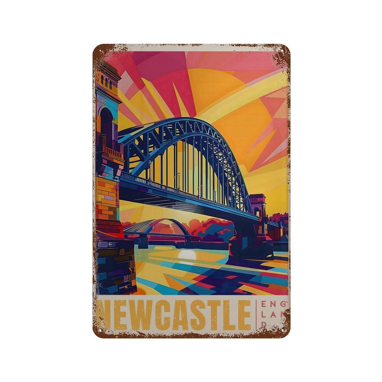 xiaoxiaoshen Newcastle Travel England Cityscape Wall Decor Art Metal Tin Poster Modern Home Decor Art Home Bar Shop Decorations Vintage Sign 30x20cm