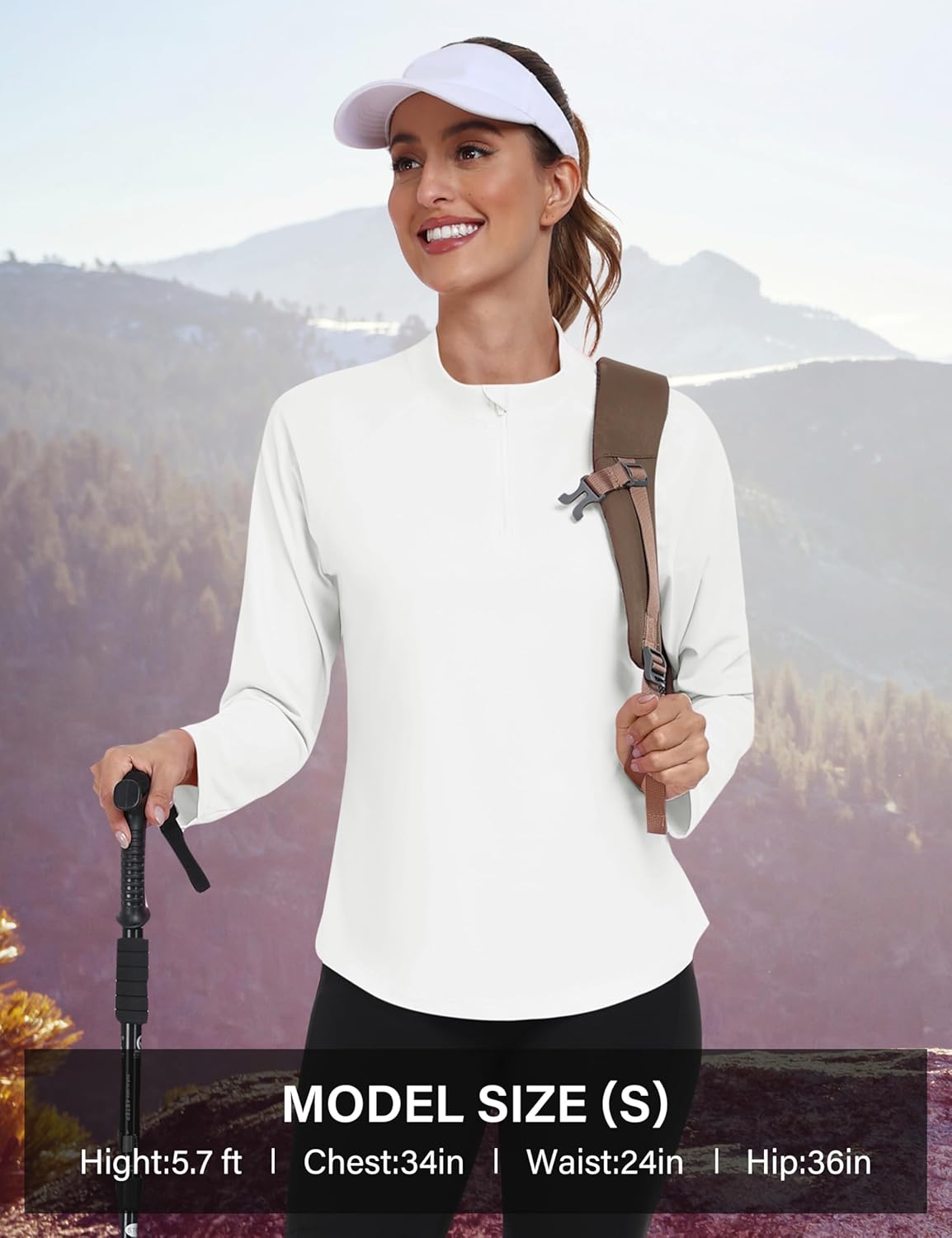 MoFiz Women's Golf Polo Shirts Long Sleeve 1/4 Zip UPF 50+ UV Sun Protection Quick Dry Workout Hiking Athletic Tops - Image 6