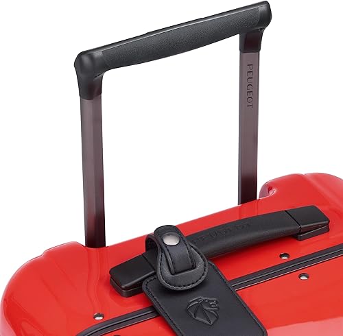 Vista 7 de DELSEY Paris Peugeot Voyages - Maleta rígida con ruedas giratorias, Rojo brillante, Peugeot Equipaje rígido Voyages con ruedas giratorias