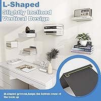 Vista 5 de Estantería flotante de libros FENTEC para pared, estantería flotante invisible montada en la pared, estanterías colgantes resistentes, estante