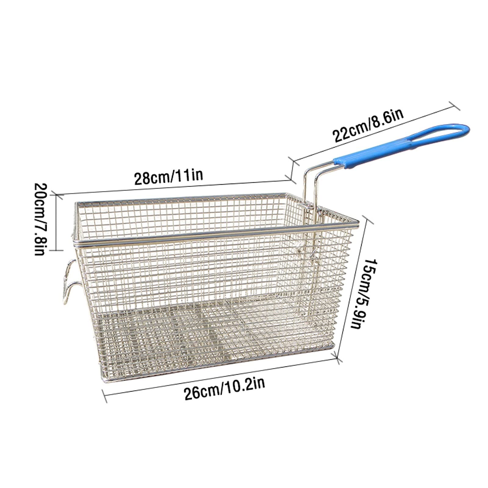 Deep Frying Basket Frying Sieve with Handle Kitchen Frying Skimmer Filter Stainless Steel Fries Frying Basket Square Frying Sieve Frying Net