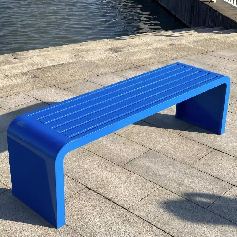 Decorative Outdoor Bench Backrest,Metal,Multicolor,Patio,Deck,Patio,Patio,Patio,Lawn,Pool Lounge Bench Lounge Chair (Blue, 150cm*40cm*45(Large)