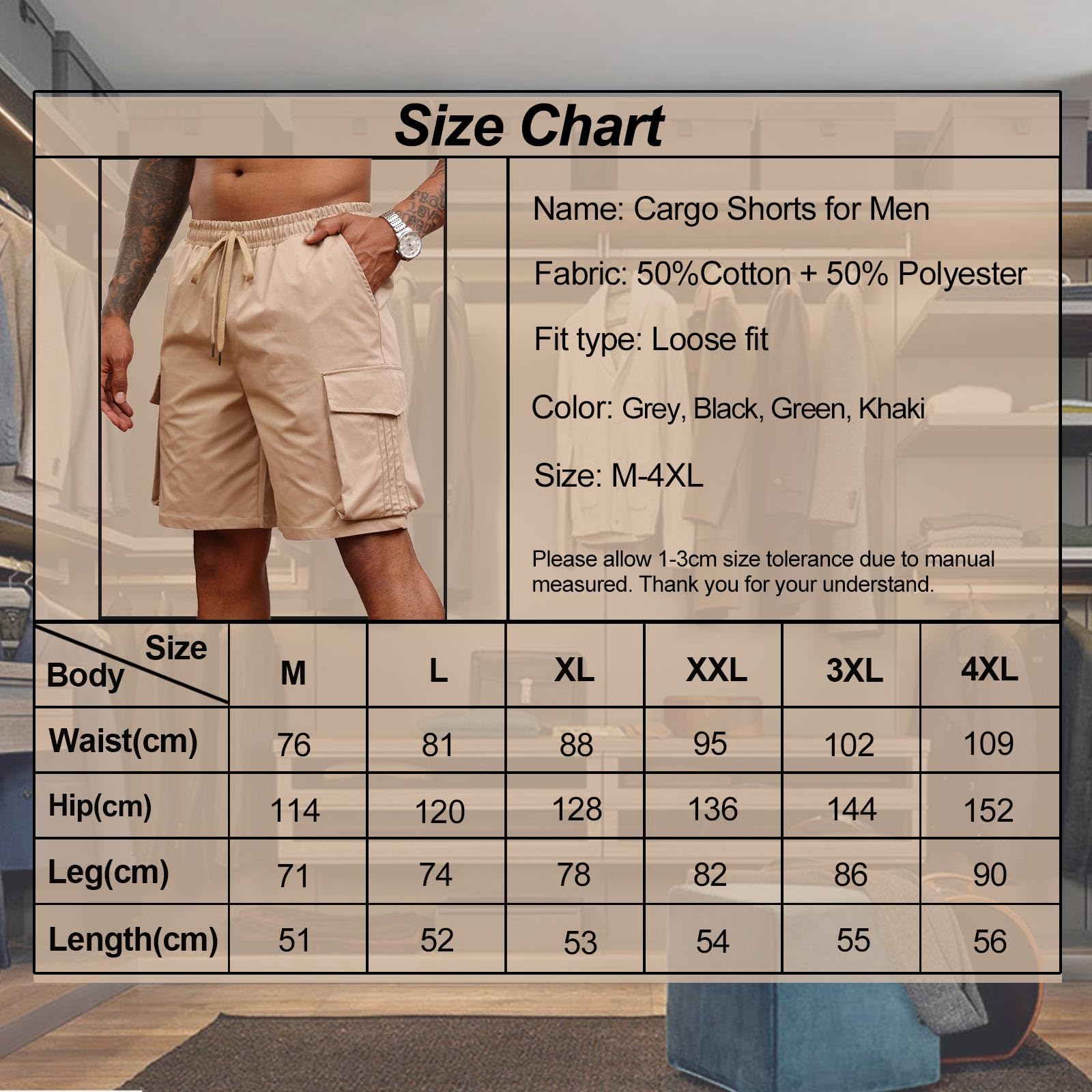 Halfword Pantaloncini Uomo Cargo Corti Casual Shorts Tasche Cotone Coulisse Estivi