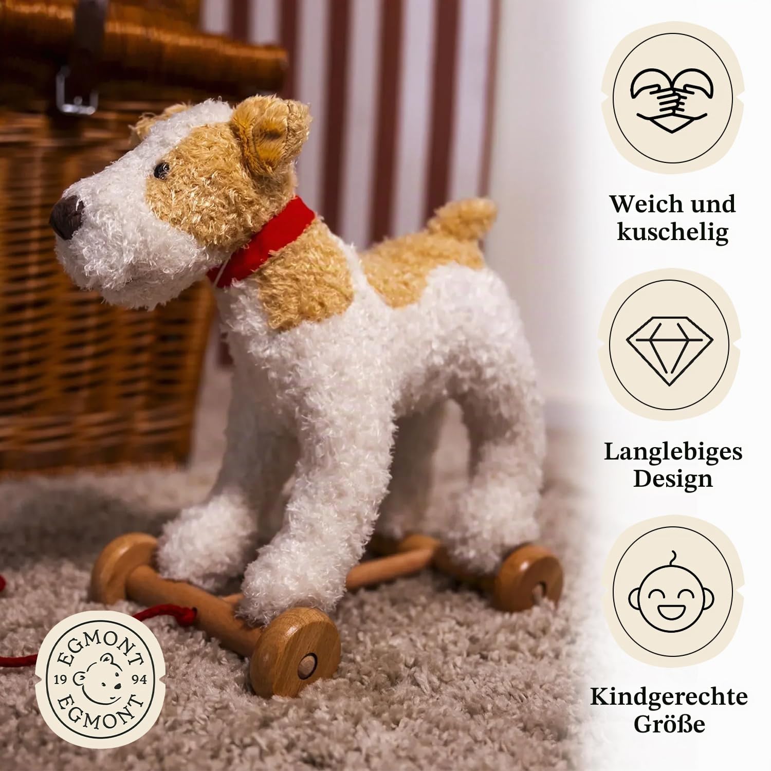Egmont Toys Eliot 591022 Ziehset aus Holz und Plüsch, Mädchen, ab 12 Monaten, Mehrfarbig