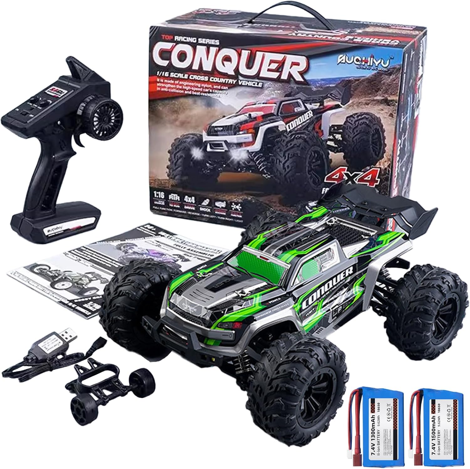 RC Cars 1:16 Scale Remote Control Car 50 KMH High Speed Fast 4WD RC Truck for Kids Adult Boys Toys 2.4 GHz All Terrains RC Buggy Off-Road Drift RC Monster Trucks with 2 Batteries (Red)