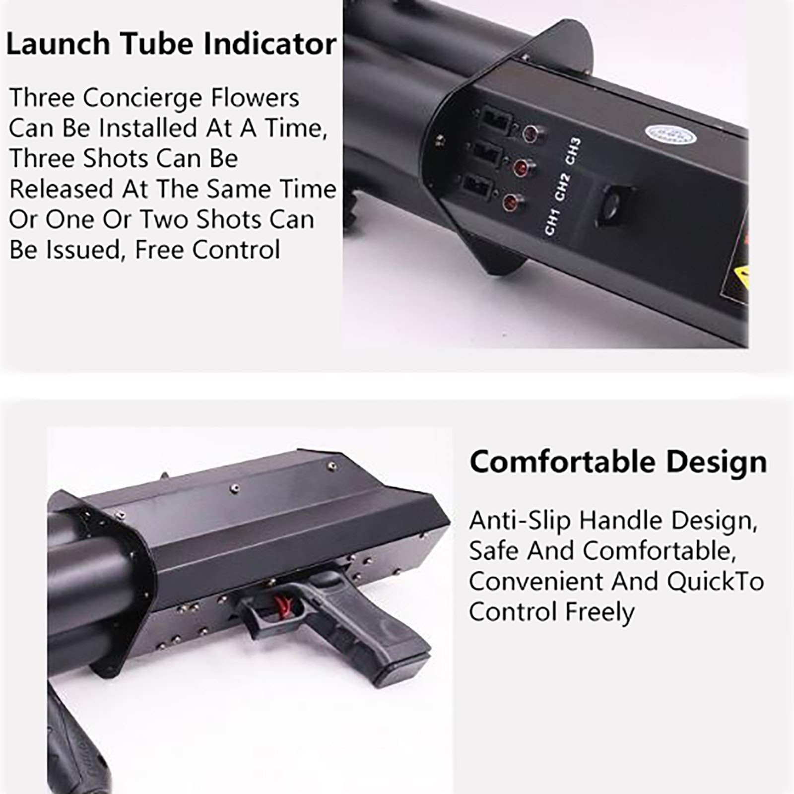 Lanceur de Confetti,Pistolet de Salut éLectronique à Trois Coups de ScèNe,Machine à Confettis éLectrique,pour Les Discos DJ,Bars,Mariages Et Les ThéâTrales,Fusil d'artifice