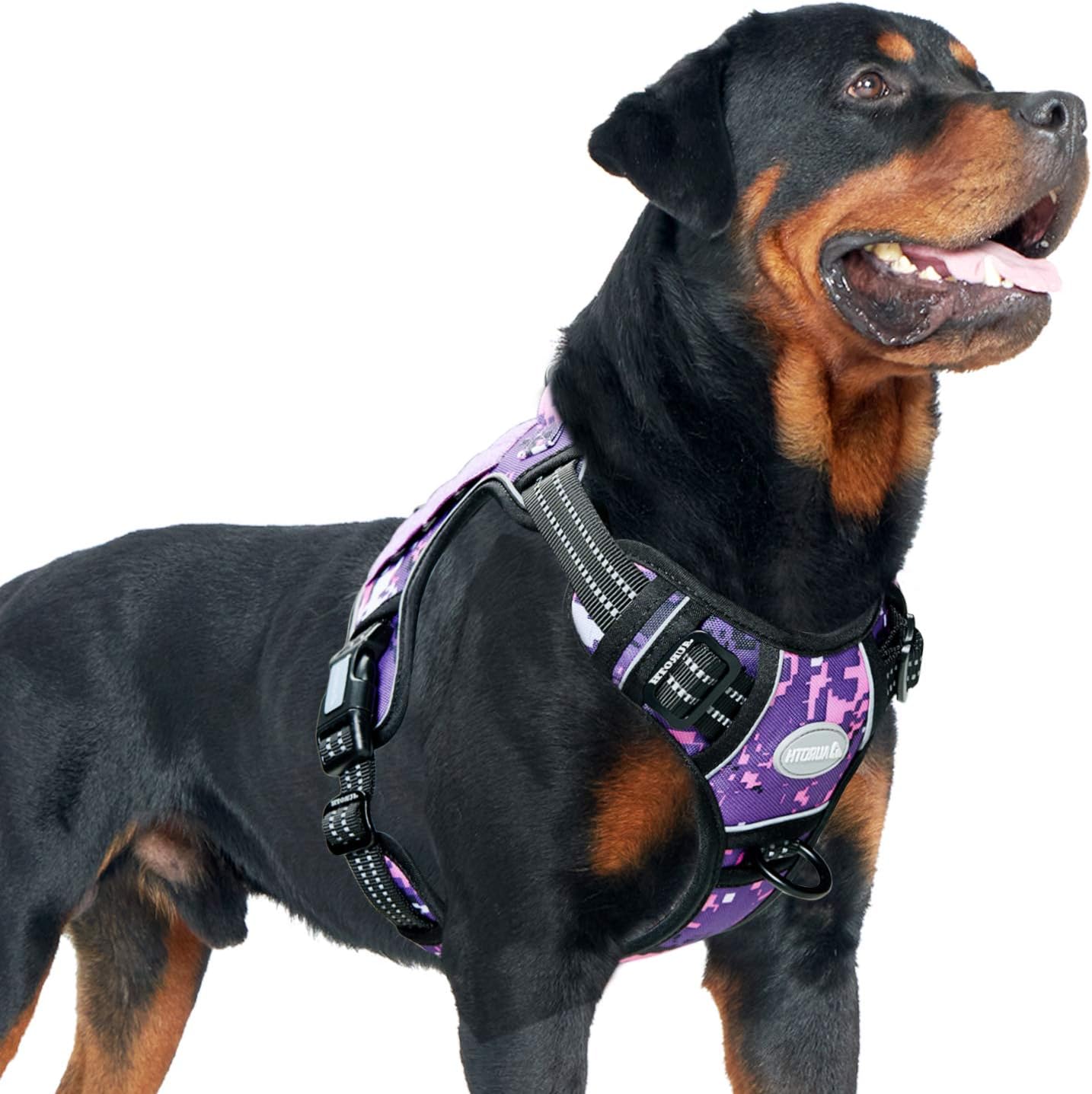 Auroth Tactical Dog Harness for Small Medium Large Dogs No Pull Adjustable Pet Harness Reflective K9 Working Training Easy Control Pet Vest Military Service Dog Harnesses (L, Purple Camo) L(Neck:18-29",Chest:24-37") Purple Camo