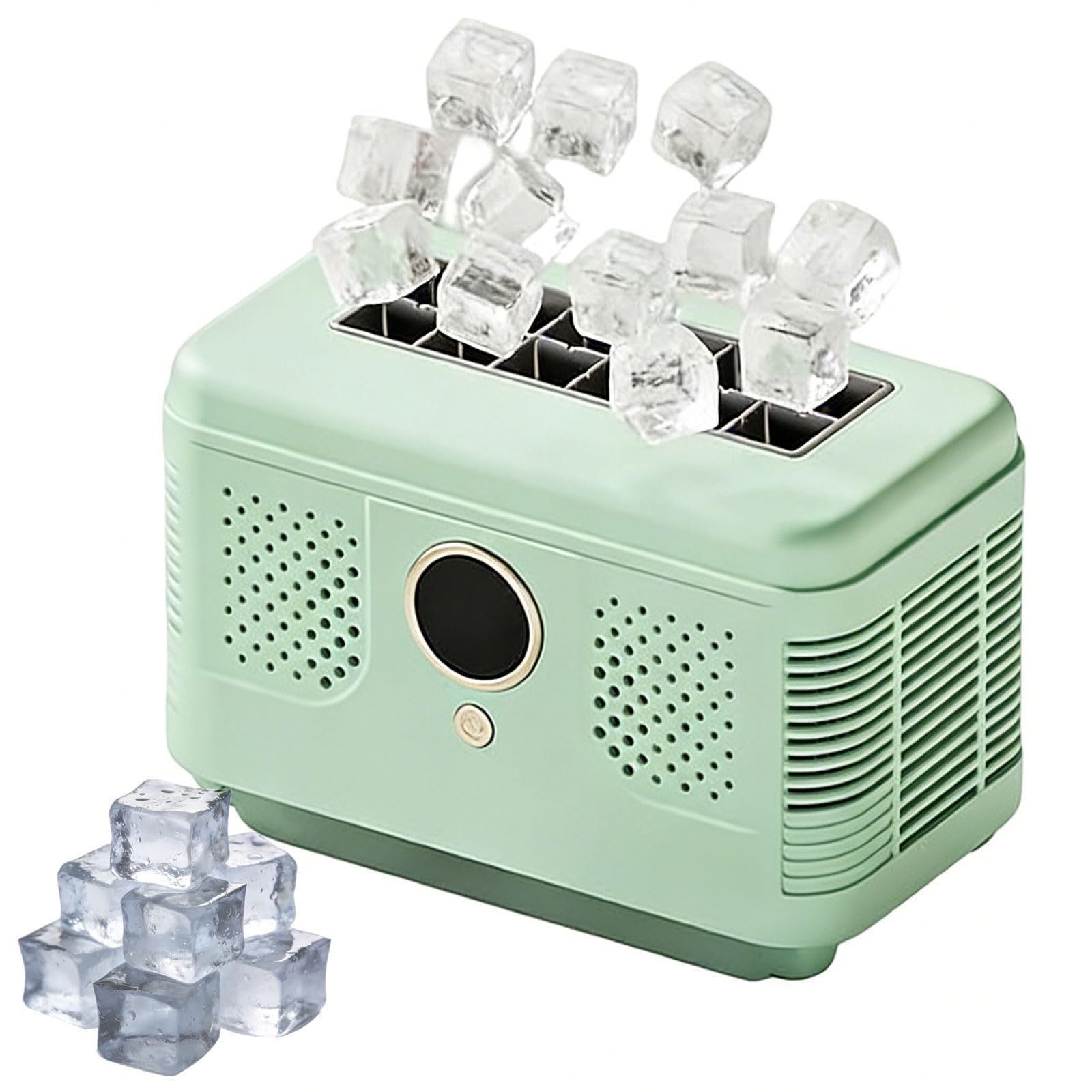 Mini Máquina De Hielo Portátil, 12 Cubos En 15-20 Minutos, Máquina Compacta De Hielo De Escritorio, con Alimentación para Coche, Fabricación De Hielo Automática Y Fácil Liberación