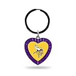 Rico Industries NFL Minnesota Vikings NFL Rhinestone Heart Colored Keychain, Purple, 3-inches in length