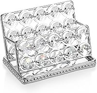 Vista 1 de Hipiwe Soporte para tarjetas de visita de cristal, soporte dorado con espejo para tarjetas de presentación, organizador de almacenamiento