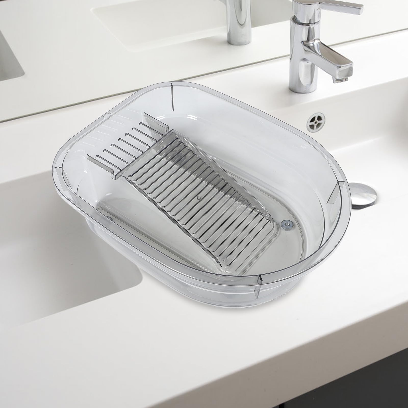 Mobestech Waschbrett Waschbecken aus Kunststoff Verstärktes Wäschebecken für Babykleidung Handwäsche Vielseitig für Bad und Camping