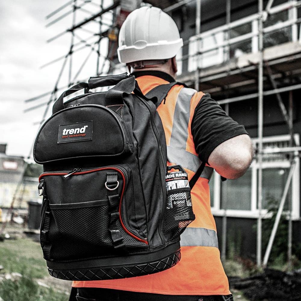 Trend Sac à dos à outils robuste, résistant aux intempéries chantier | Protège vos outils sur chantier en les gardant ordonnés, même en conditions humides, TB/TBP