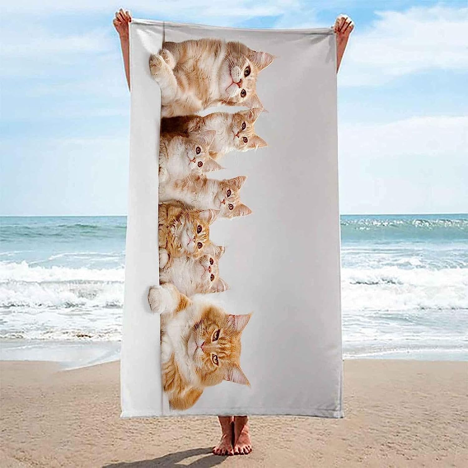 Serviette De Plage 3D Chat Animal, Serviette De Bain XXL 150 X 200 Cm Microfibre À Séchage Rapide, Serviettes De Plage Enfant Femme Homme Drap De Plage pour Natation Picnic -7L0N