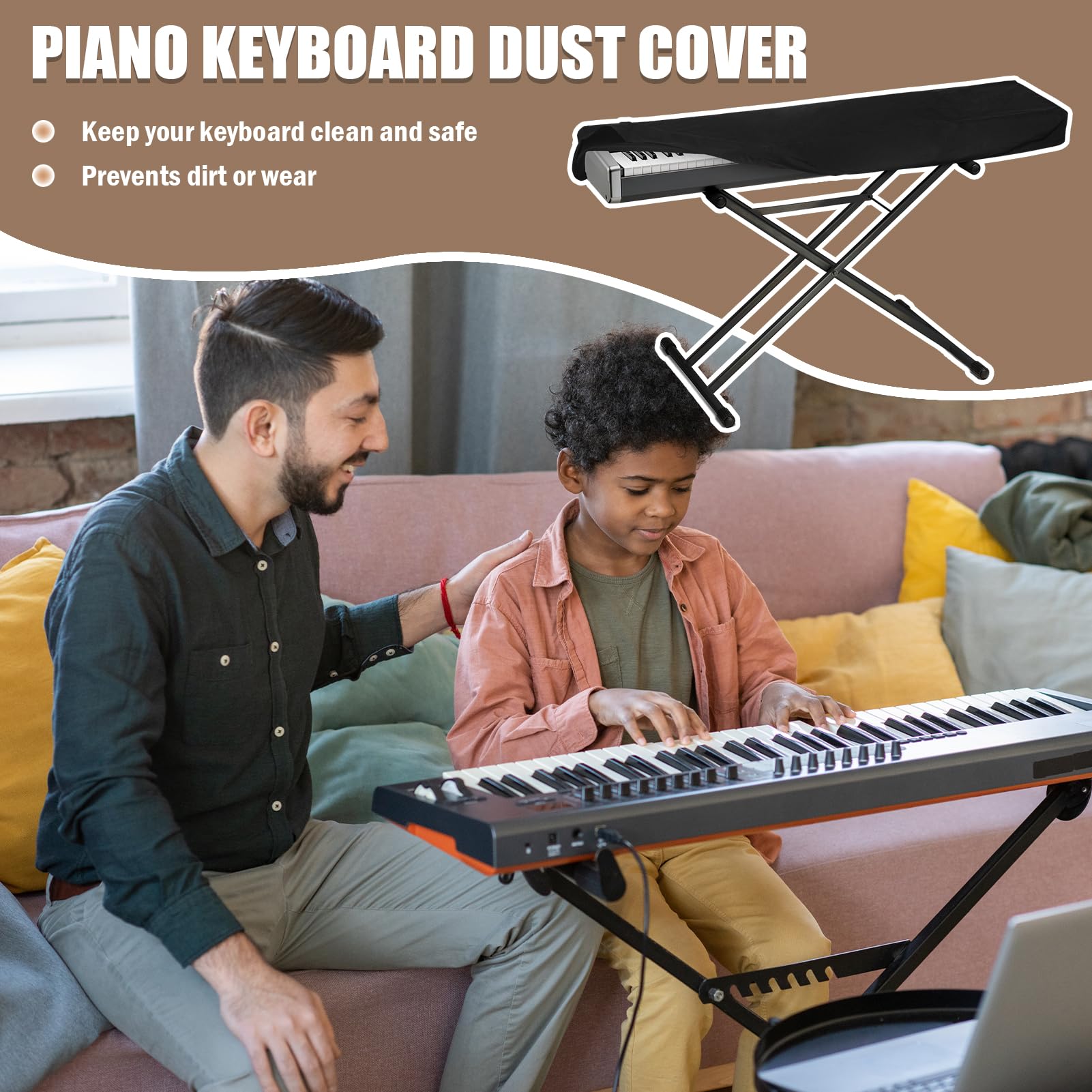 Housse De Protection Poussière Pour Piano Électronique 88 Touches - Taille 135x30x16cm Avec Cordon Serrage