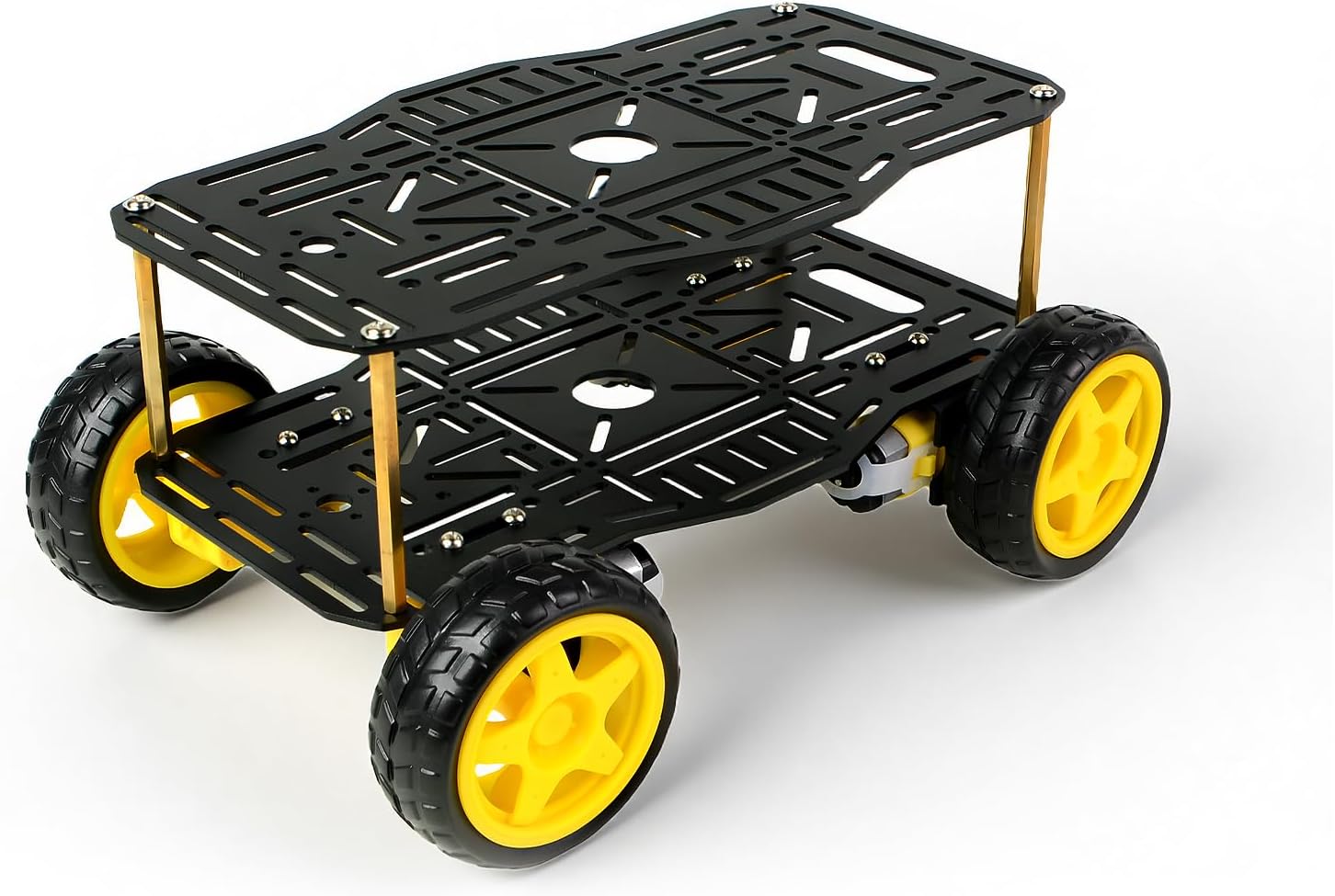 Robot Car Chassis Kit, Dual-Layer Aluminum Alloy Smart Tank Chassis with 4 WD TT Motors, STEM Education Robot Platform Compatible with Arduino Raspberry Pi Micro:bit