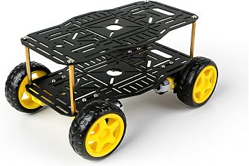 Robot Car Chassis Kit, Dual-Layer Aluminum Alloy Smart Tank Chassis with 4 WD TT Motors, STEM Education Robot Platform Compatible with Arduino Raspberry Pi Microbit