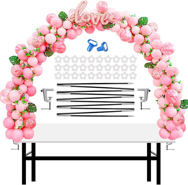 Plusfive Table Balloon Arch Stand Kit, 13Ft Adjustable Table Balloon Arch High Strength Pre-assembled Balloon Arch Frame for Wedding, Birthday, Baby Shower, Christmas Cake Party Decorations