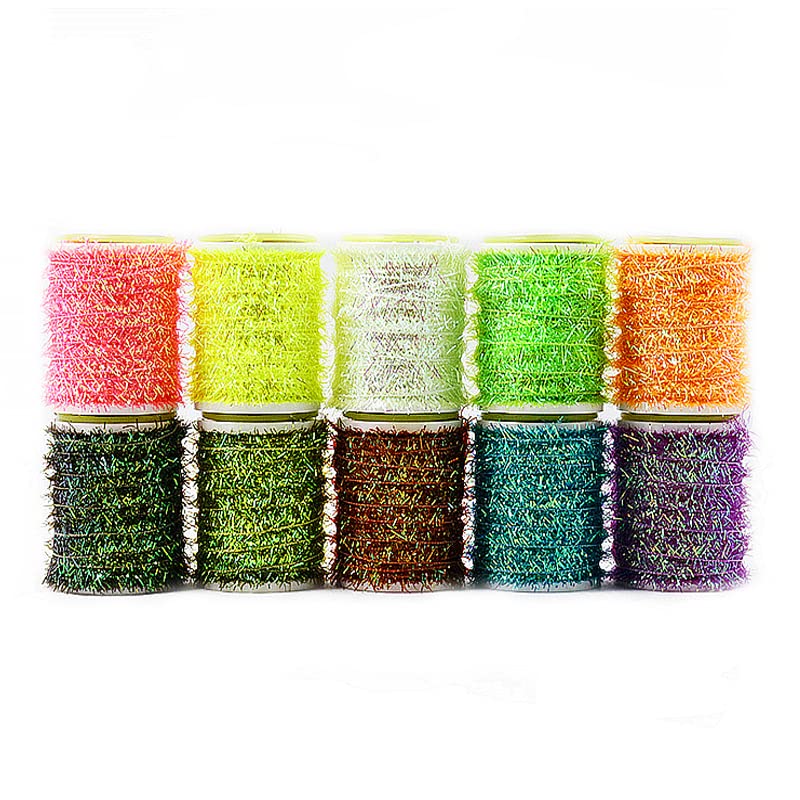 Fly Tying Chenile Yarn 10 Colors Pearlescent Flat Cactus Chenille Spooled Fly Tying Materials
