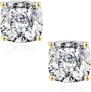 1-3 Carat Cushion Cut Moissanite Earrings for Women Men, D Color VVS1 Clarity Lab Created Diamond Earrings 18K Yellow Gold/Rose Gold/White Gold/Black Ruthenium Vermeil Moissanite Stud Earrings