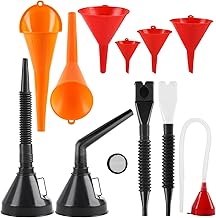 11 Piece Filling Funnel Set, Car Funnel with Hose, Flexible Plastic Funnel Set, Large Oil Funnel, Universal Car Oil Filling Funnel for Workshop, Kitchen, Oil, Drinking, Petrol, 11 Pieces